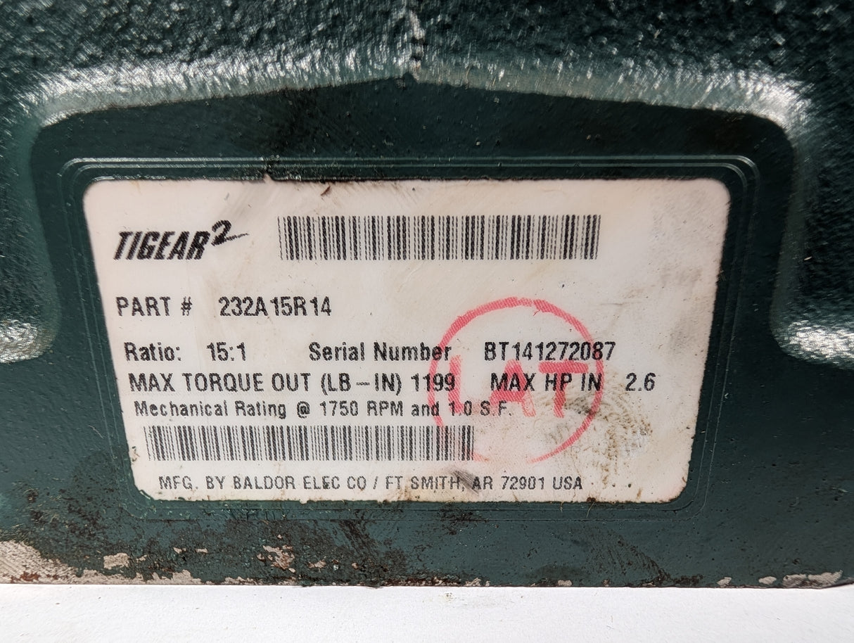 Dodge Tigear - Electric Motor 15:1 Gear Reducer - Used - Big Liquidators
