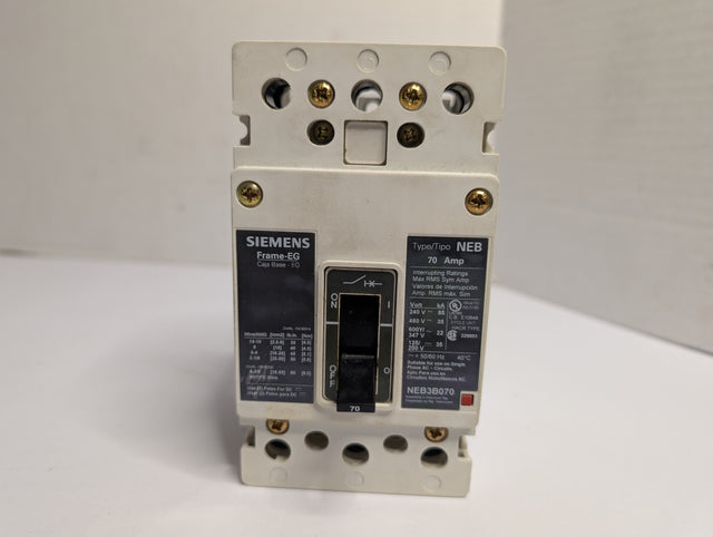 Siemens - 70 AMP Molded Circuit Breaker - NEB3B070 - Used - Big Liquidators