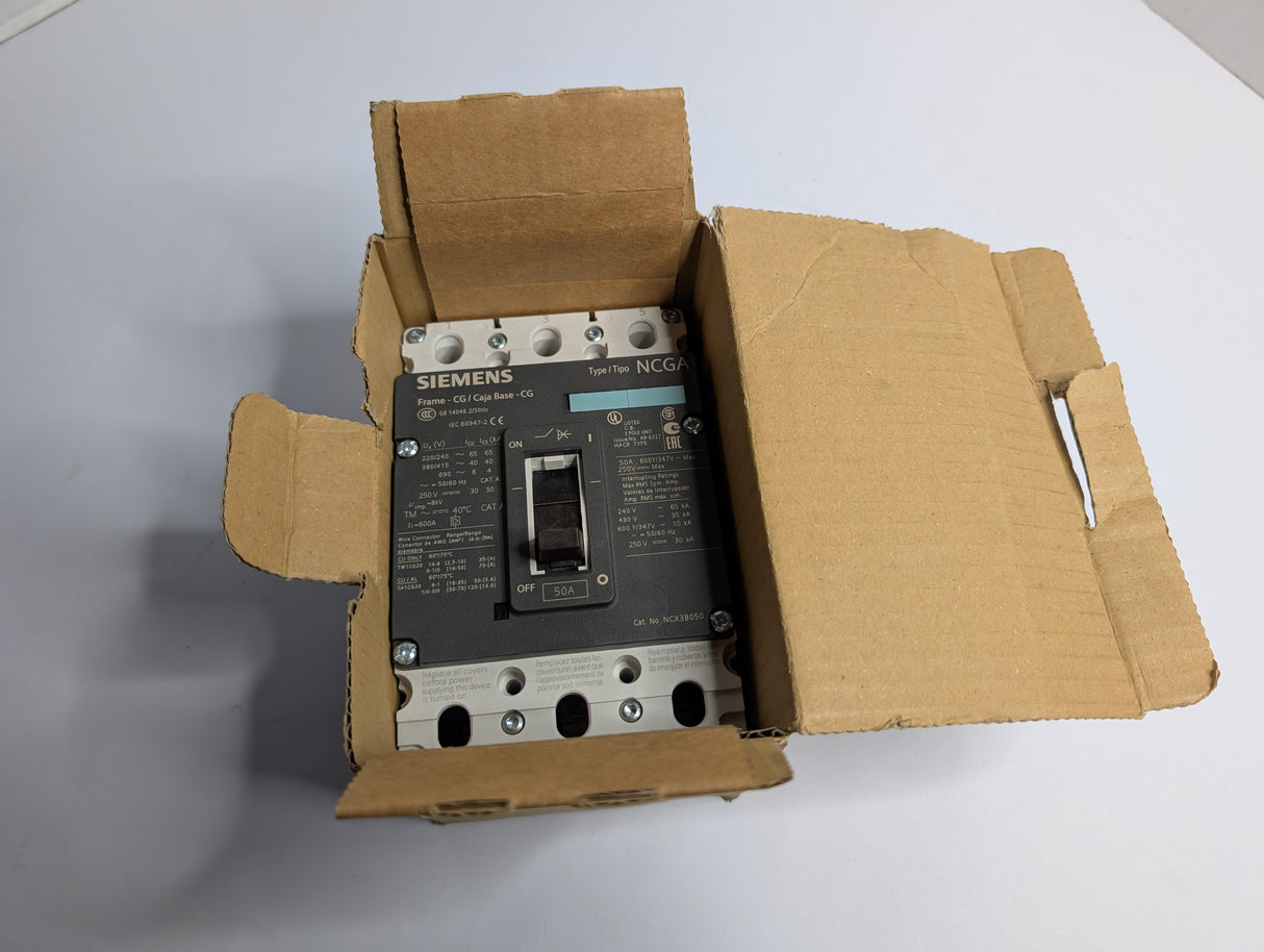 Siemens - 50 AMP Industrial Use Circuit Breaker - NCX3B050 - New - Big Liquidators