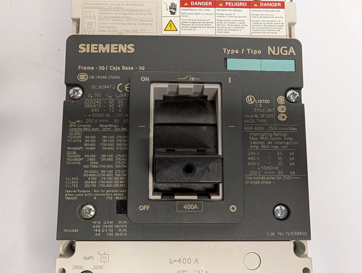 Siemens - 400 AMP Circuit Breaker - NJX3B400 - Used - Big Liquidators