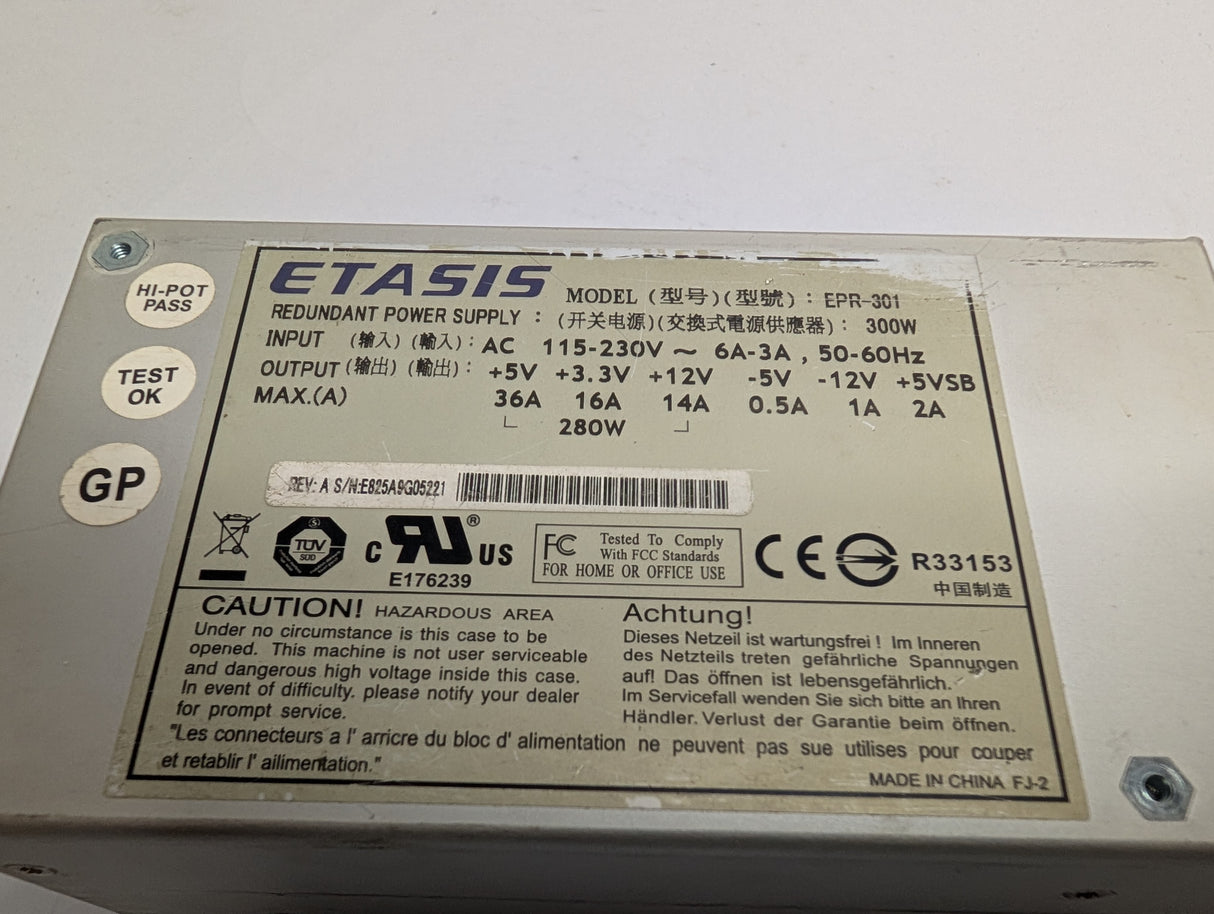 Etasis - 300W Redundant Power Supply - EPR - 301 - Used - Big Liquidators