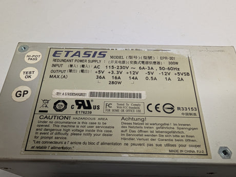 Etasis - 300W Redundant Power Supply - EPR - 301 - Used - Big Liquidators