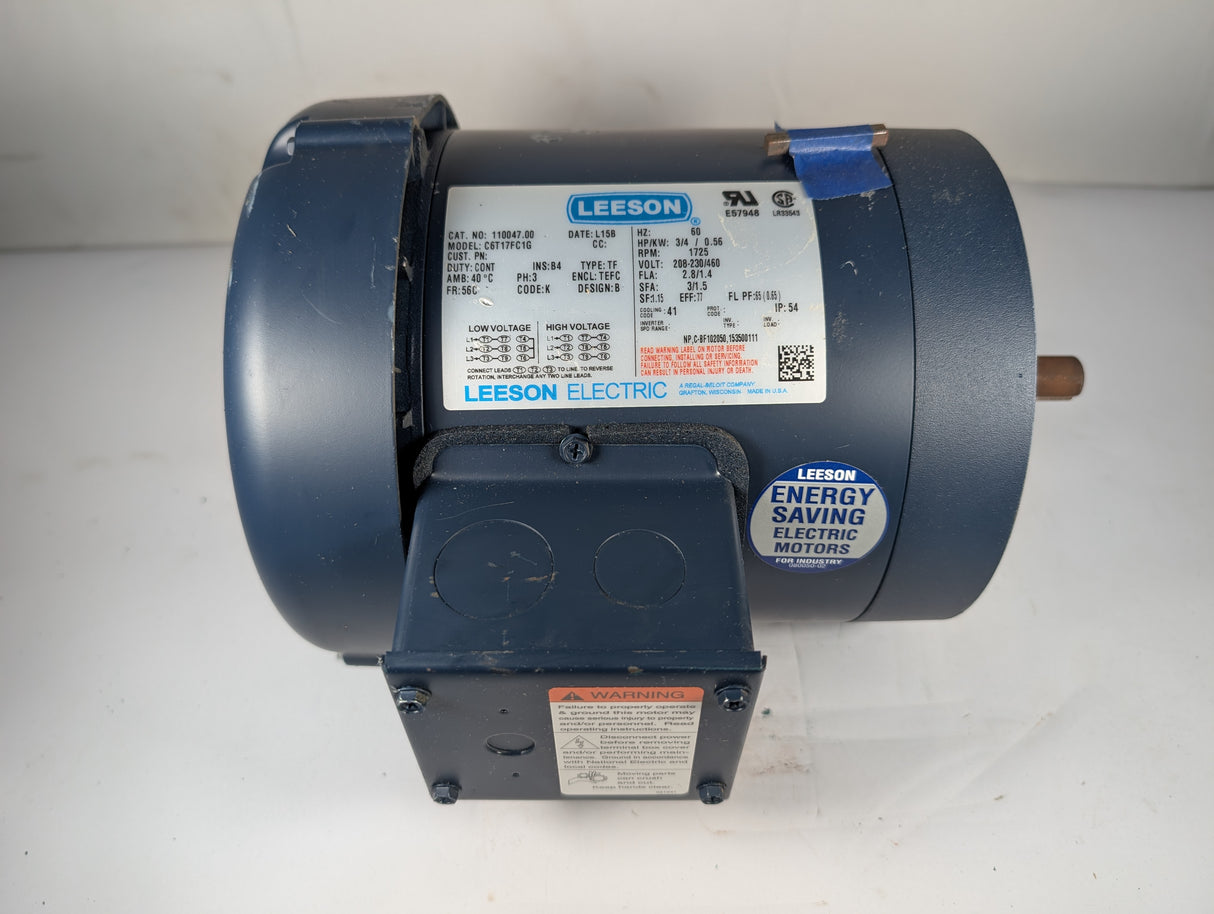 Leeson - 0.75 HP Electric Motor - C6T17FC1G - Used - Big Liquidators