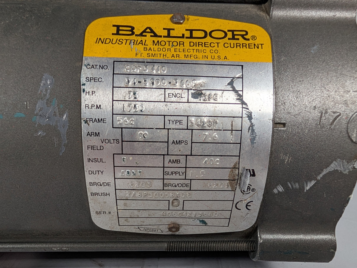 Baldor Reliance - 0.75 HP Electric Motor - CDP3440 - Used - Big Liquidators