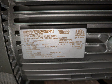Sew - Eurodrive - 10 HP Helical Bevel Gearmotor - KT77 AM213/215 DRN132M4 - Used - Big Liquidators
