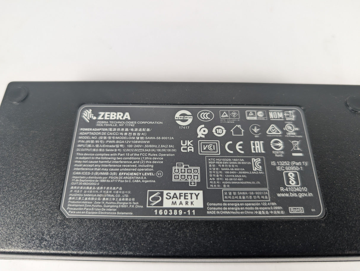 Zebra - 108W AC Adapter With Power Cord - SAWA - 58 - 90012A - Used - Big Liquidators