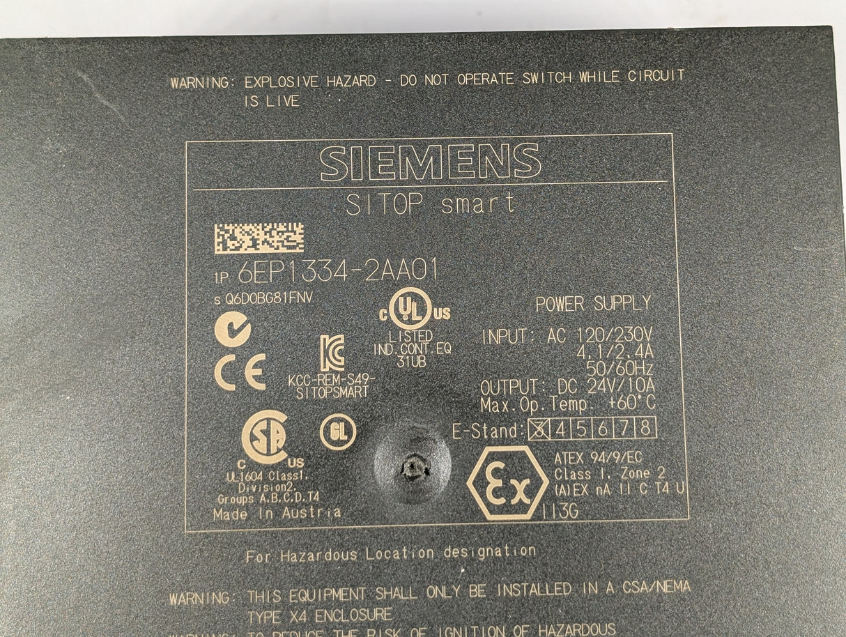 Siemens - SITOP Smart 24V DC Power Supply - 6EP1334 - 2AA01 - Used - Big Liquidators