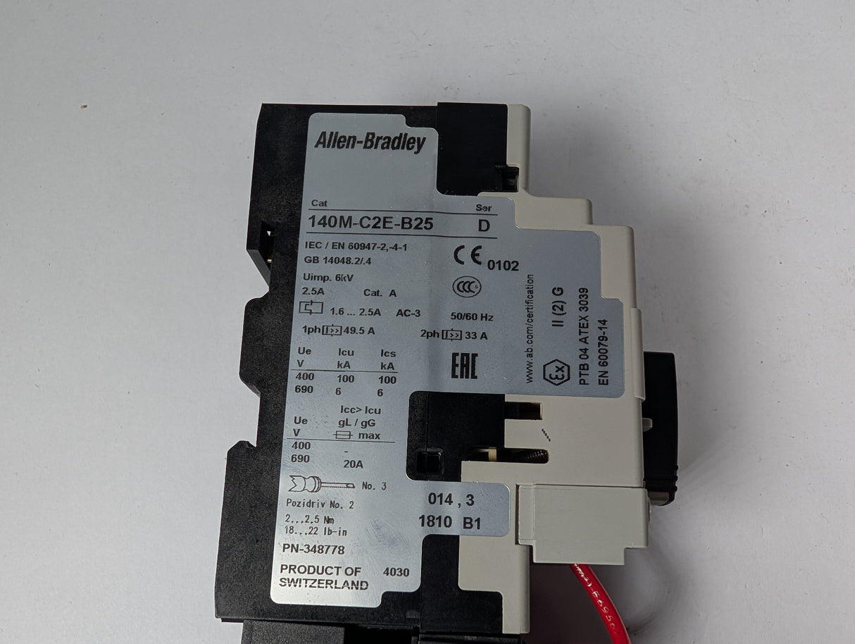 Allen Bradley - 32 Amp Circuit Breaker with Miniature Contactor - 140M - C2E - B25 w/100 - K05*10 - Used - Big Liquidators