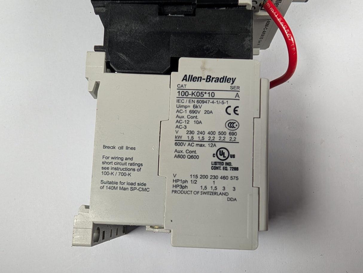 Allen Bradley - 32 Amp Circuit Breaker with Miniature Contactor - 140M - C2E - B25 w/100 - K05*10 - Used - Big Liquidators