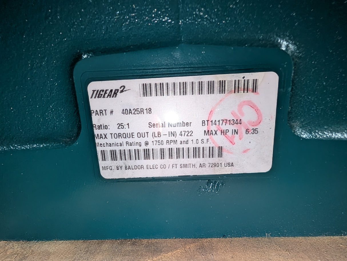 Dodge Tigear - 25:1 Gear Reducer - 40A25R18 - New - Big Liquidators