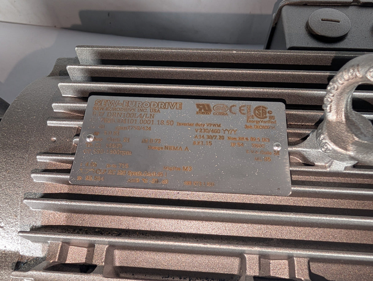 Sew - Eurodrive - 5 HP Electric Motor - R37 DRN100L4/LN - New - Big Liquidators