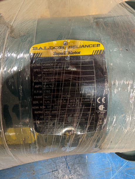 Baldor Reliance - 3 HP Electric Motor - VEBM3611T - D - New - Big Liquidators