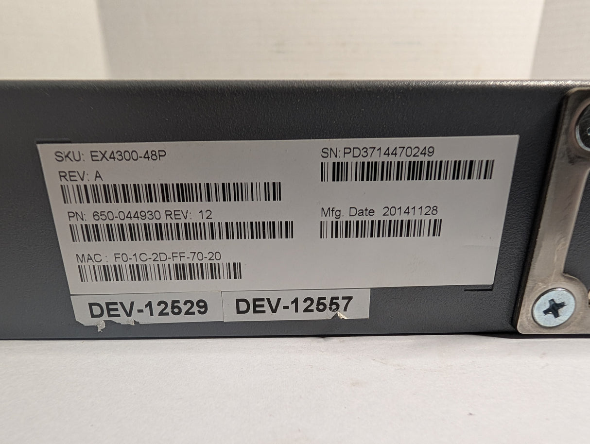 Juniper - 48 Port Ethernet Switch - EX4300 - 48P - Used - Big Liquidators