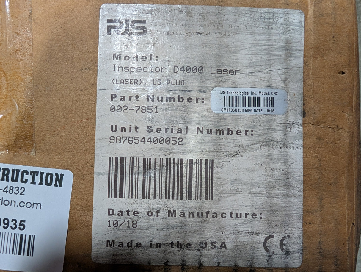 RJS - Auto Optic and Laser Barcode Verifier - Inspector D4000 - New - Big Liquidators