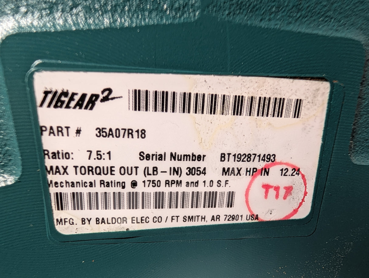 Dodge Tigear - Electric Motor 7.5:1 Gear Reducer - 35A07R18 - Used - Big Liquidators
