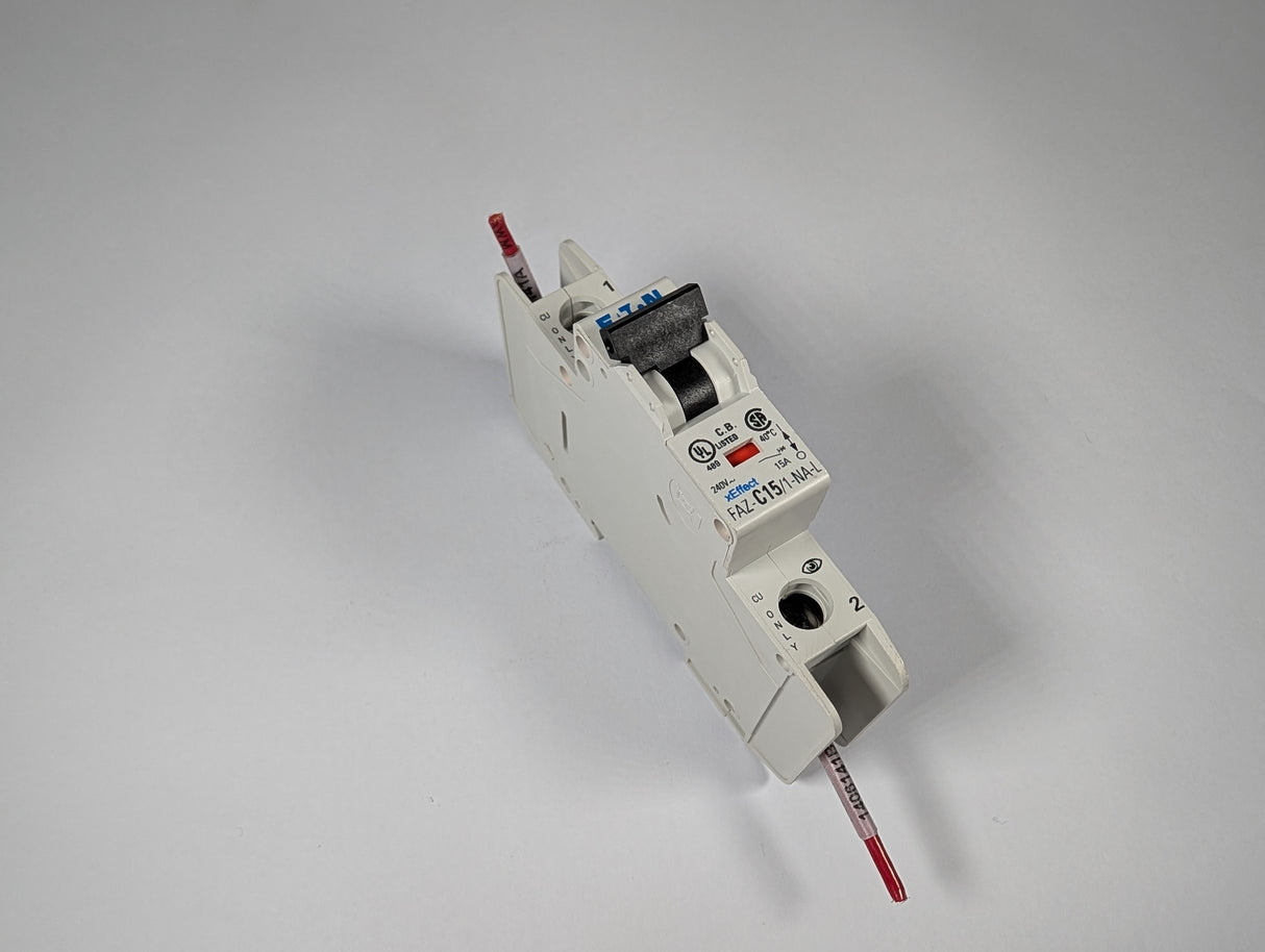 Eaton - 15 Amp Miniature Industrial Circuit Breaker - FAZ - C15/1 - NA - L - Used - Big Liquidators