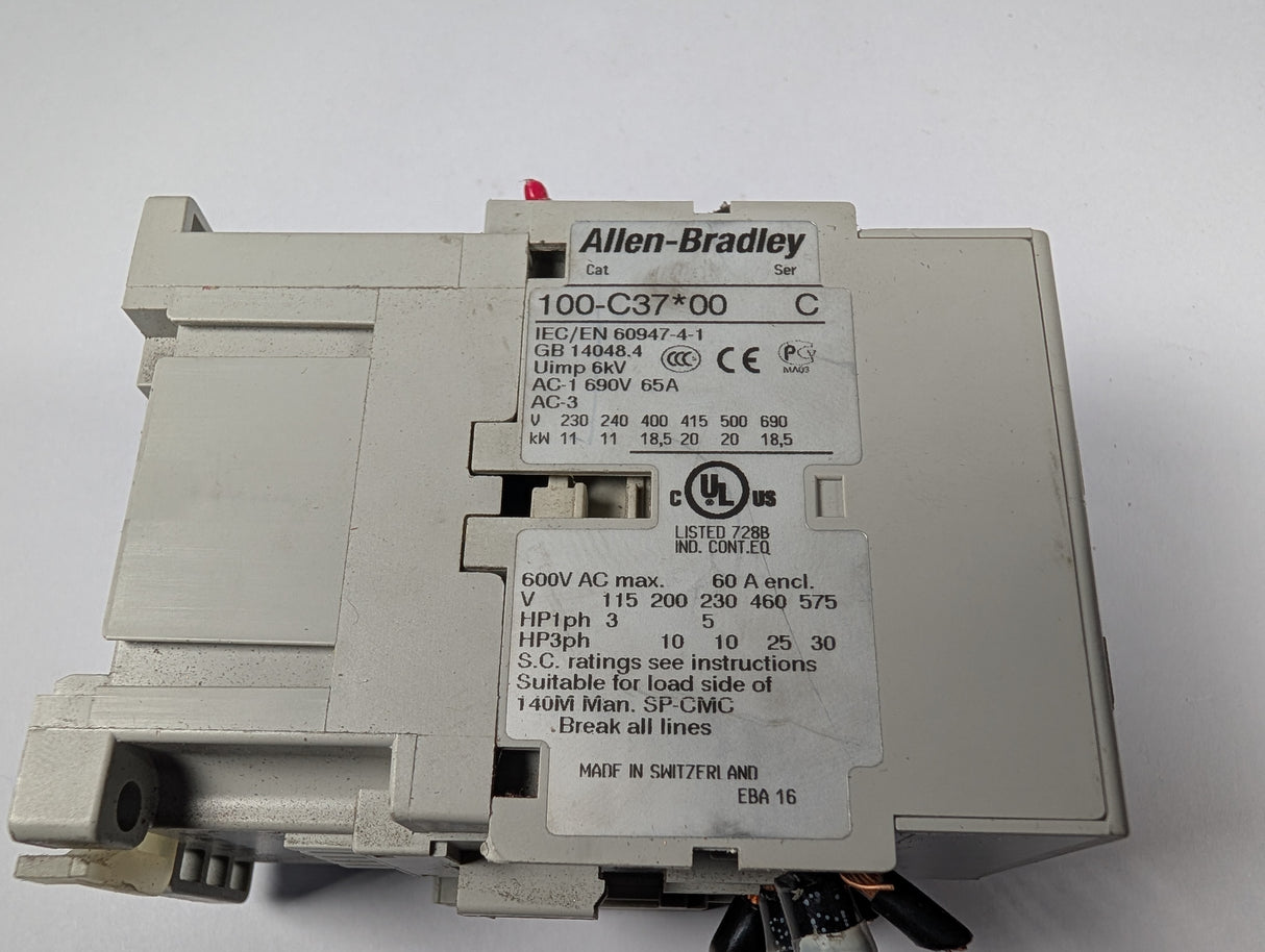 Allen Bradley - 37 Amp Contactor with Auxilary Contact Block - 100 - C37*00 w/100 - S - Used - Big Liquidators