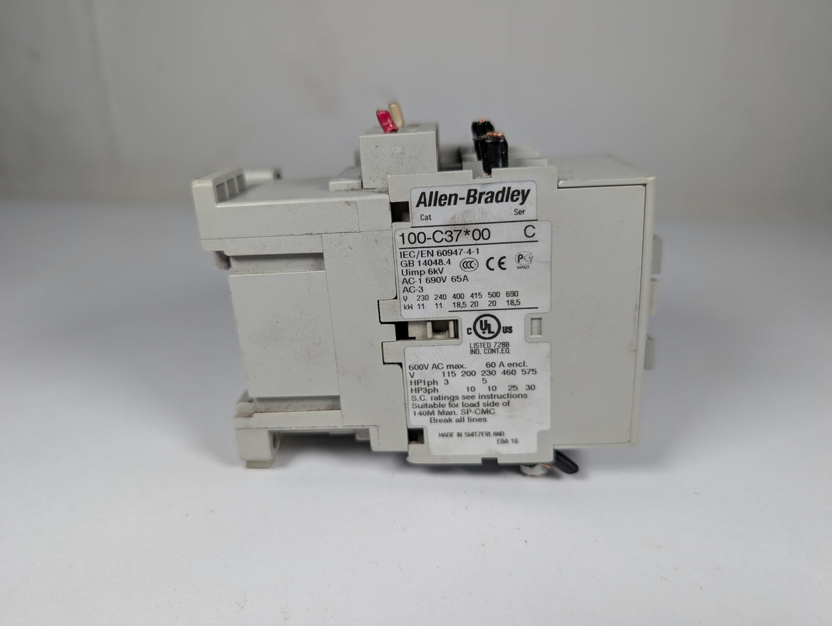 Allen Bradley - 37 Amp Contactor with Auxilary Contact Block - 100 - C37*00 w/100 - S - Used - Big Liquidators