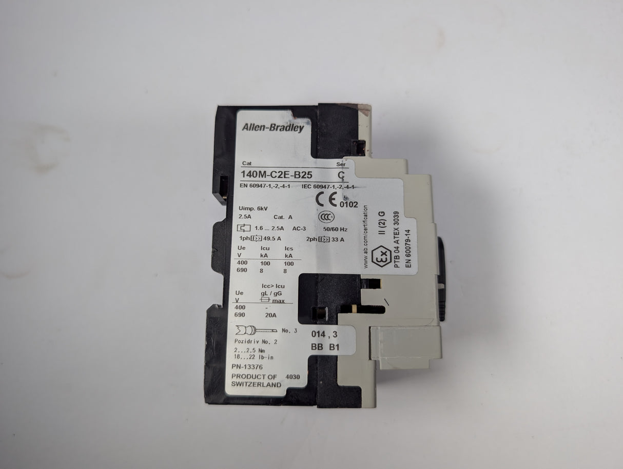 Allen Bradley - 2.5 AMP Motor Protection Circuit Breaker - 140M - C2E - B25 - Used - Big Liquidators