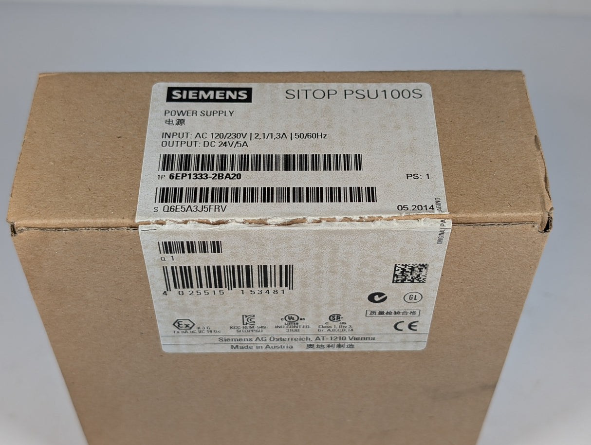 Siemens - Power Suplly Unit, 24v at 5Amp - 6EP1333 - 2BA20 - New - Big Liquidators