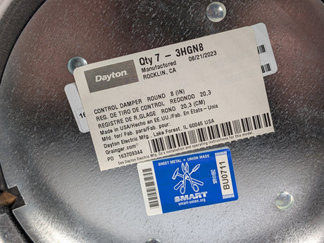 Dayton - Volume Control Damper - 3HGN8 - New - Big Liquidators